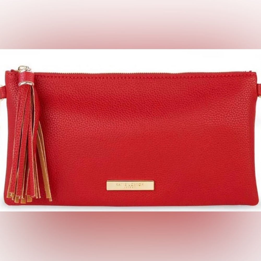 NWOT KATIE LOXTON LONDON FREYA TASSEL CLUTCH COSMETIC BAG CLASSIC RED RETIRED